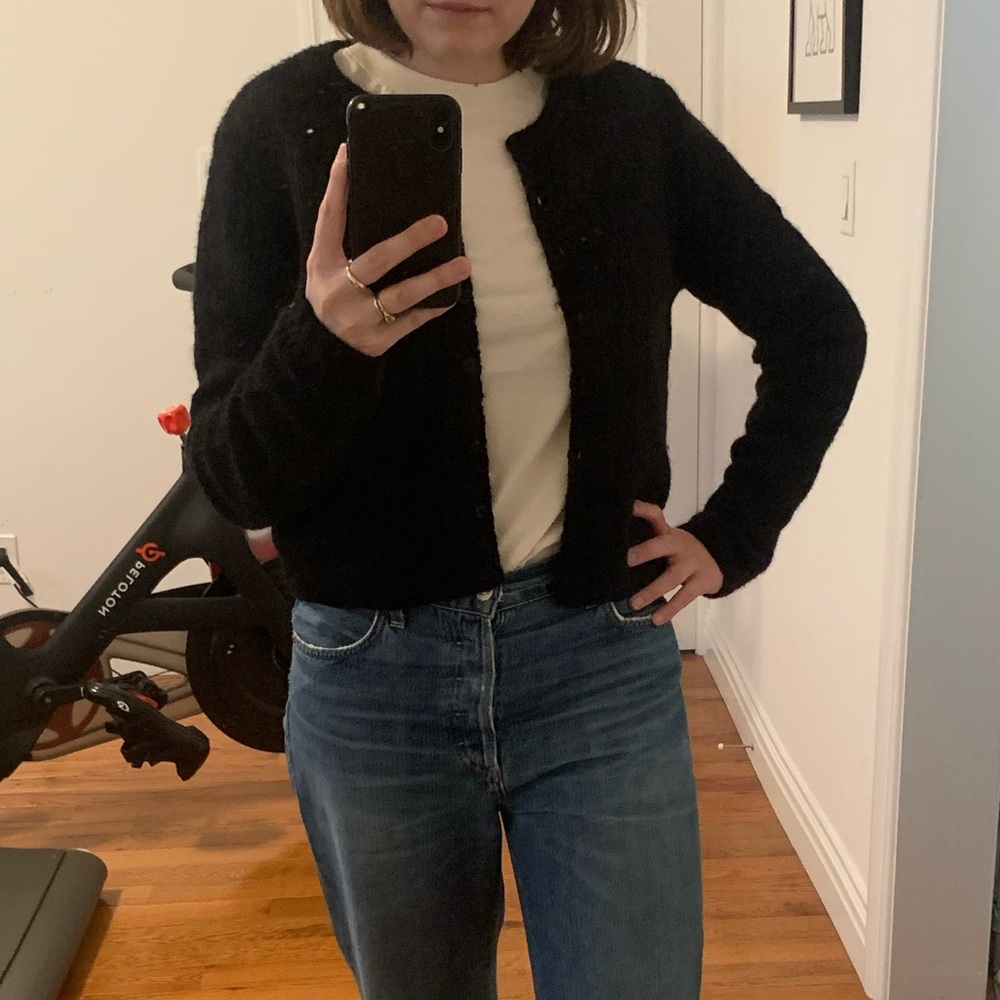 Reformation black cardigan, size small